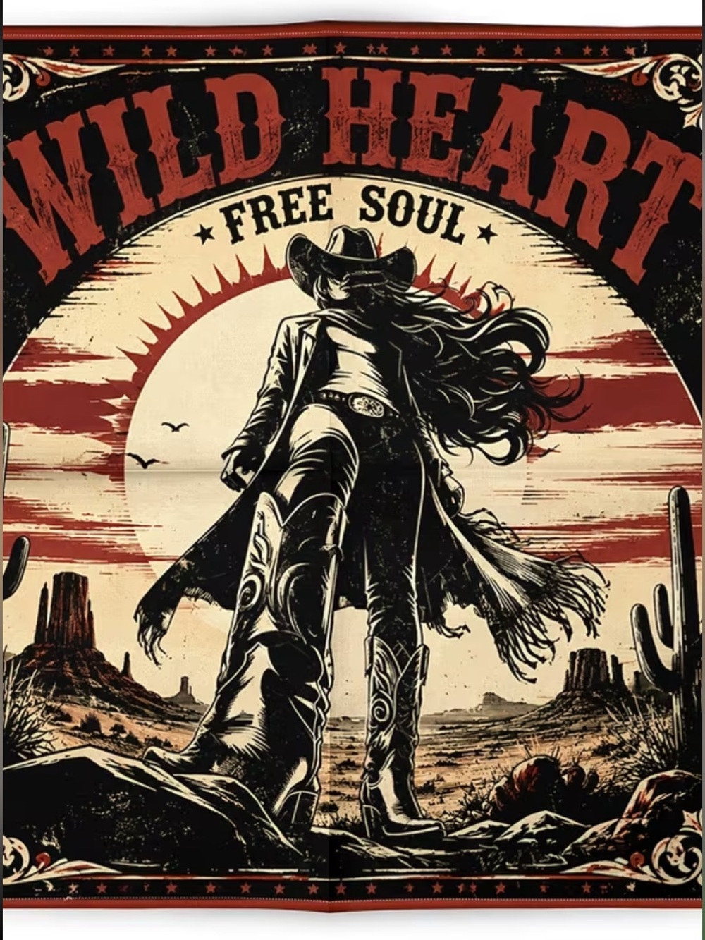 Heart Soul Red, Black & Cream Wild Heart Free Soul Graphic Scarf